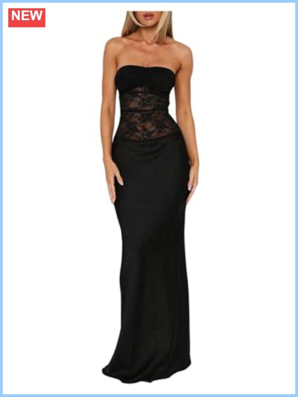 Lace Strapless Tube Maxi Dress Bodycon Party Cocktail Formal Sleeveless